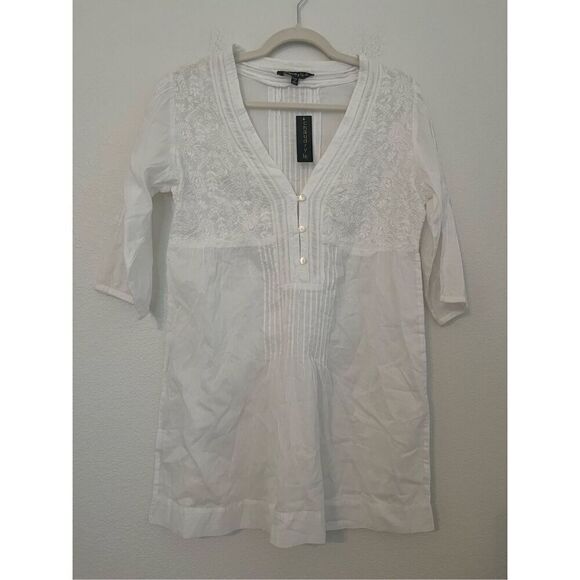 Chaudry 3/4 Sleeve Lace, Embroidered Mini Dress NEW - Picture 1 of 7